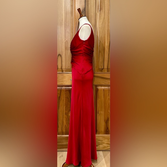 Elie Tahari - Sumptuous Scarlet Silk Gown - Ruched Bodice/Draped Skirt, EUC - 12 - Picture 3 of 14